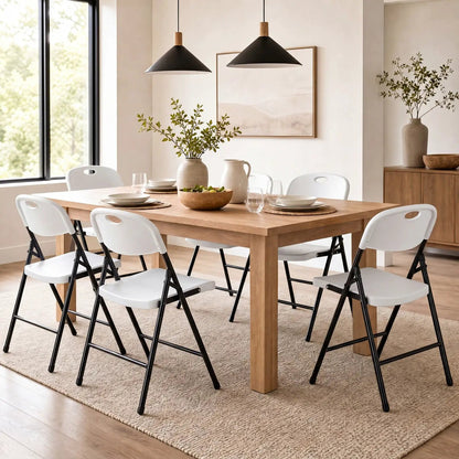 Foldable Plastic Dining Chairs Set of 6 Ergonomic