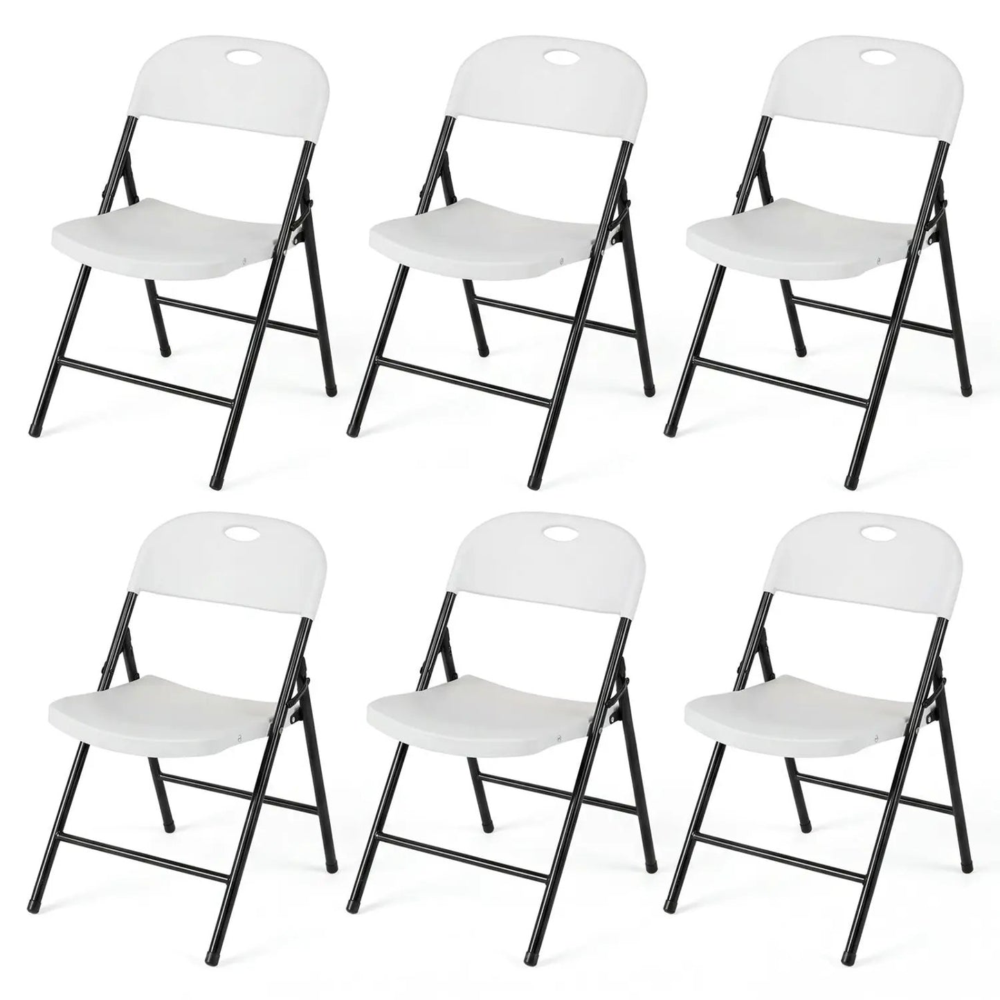 Foldable Plastic Dining Chairs Set of 6 Ergonomic
