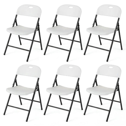 Foldable Plastic Dining Chairs Set of 6 Ergonomic