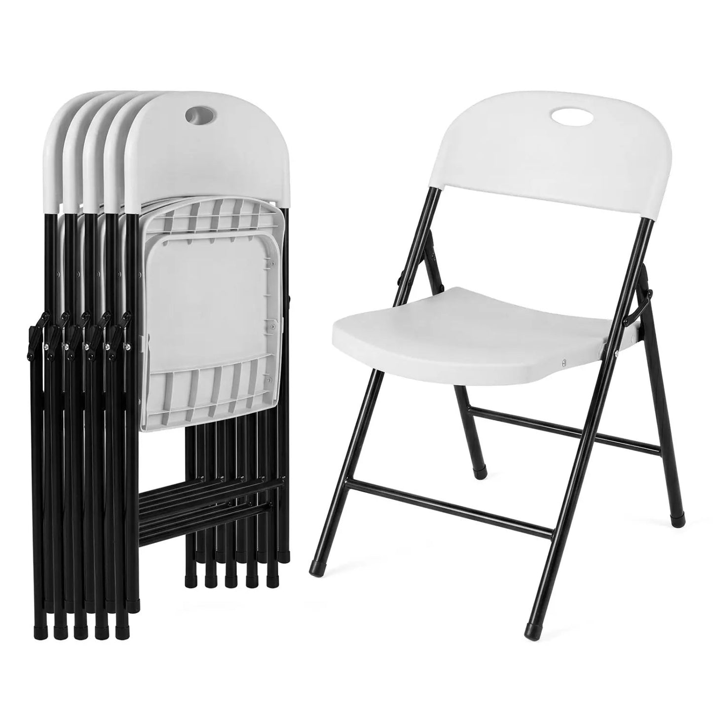 Foldable Plastic Dining Chairs Set of 6 Ergonomic