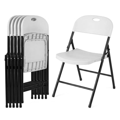 Foldable Plastic Dining Chairs Set of 6 Ergonomic