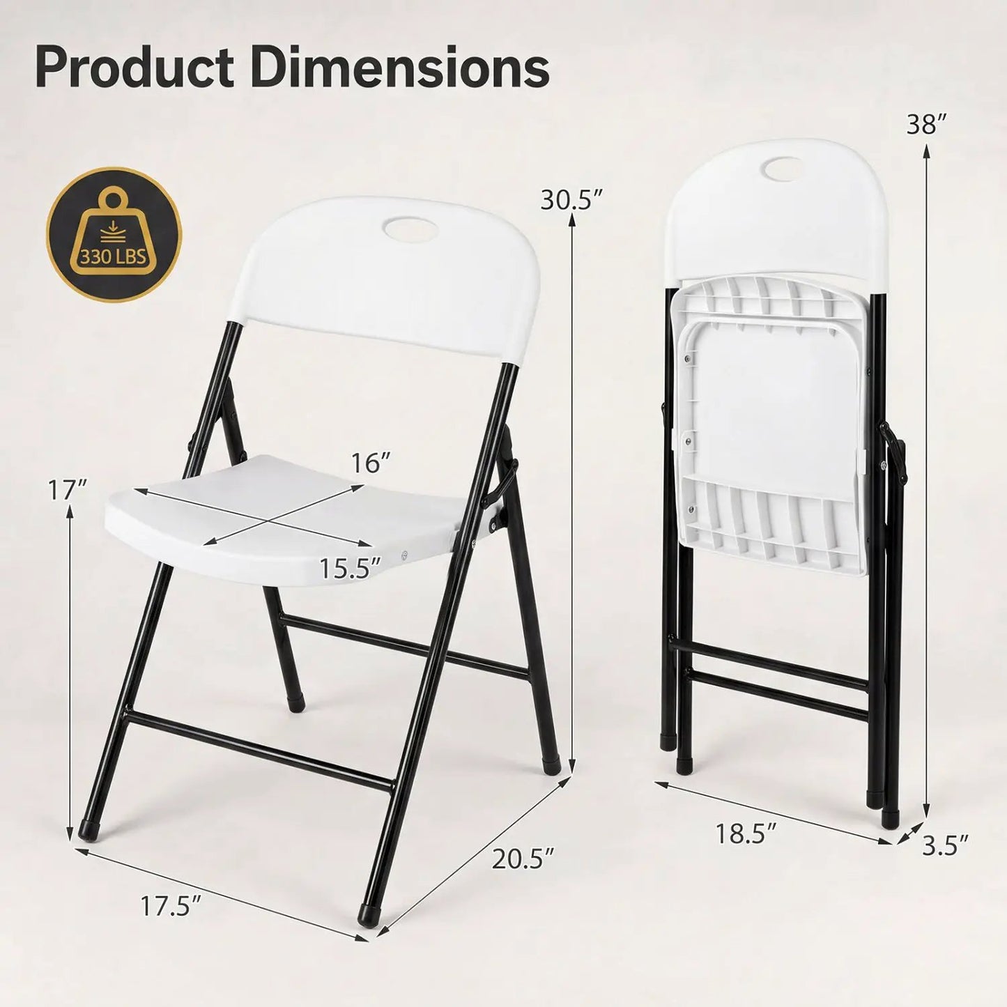 Foldable Plastic Dining Chairs Set of 6 Ergonomic