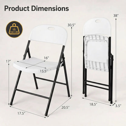 Foldable Plastic Dining Chairs Set of 6 Ergonomic