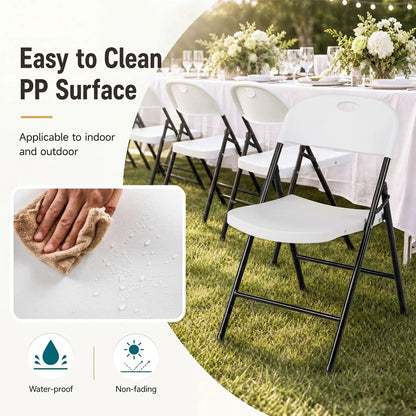 Foldable Plastic Dining Chairs Set of 6 Ergonomic