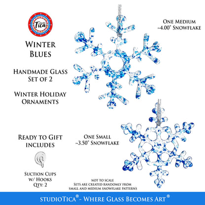 Copo de nieve de vidrio hecho a mano - Azul invierno - de studioTica