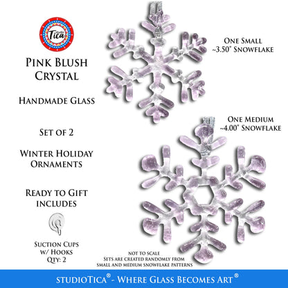 Copo de Nieve de Cristal Hecho a Mano - Rosa Rubor - de studioTica