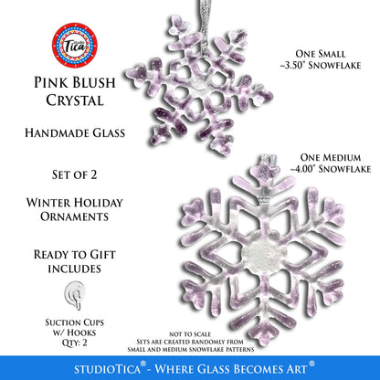 Copo de Nieve de Cristal Hecho a Mano - Rosa Rubor - de studioTica
