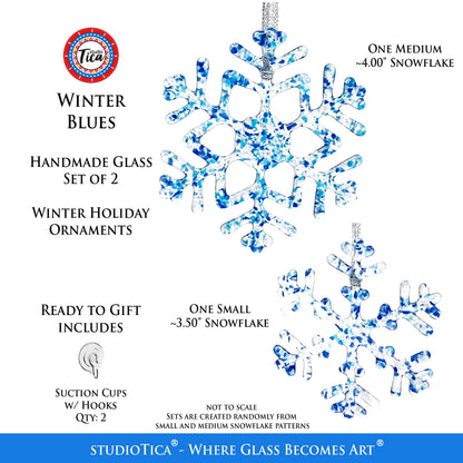 Copo de nieve de vidrio hecho a mano - Azul invierno - de studioTica