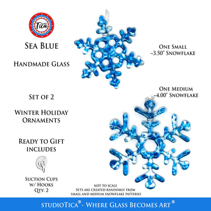 Copo de Nieve de Cristal Hecho a Mano - Azul Marino - de studioTica