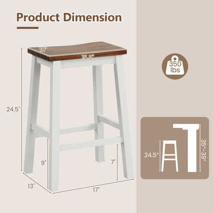 24.5-Inch Set of 2 Saddle Stools Bar Stools with Footrests for Kitchen Island-Walnut & Gray - Tampa Home & Garden Store