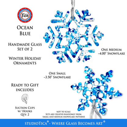 Copo de Nieve de Vidrio Hecho a Mano - Azul Océano - por studioTica
