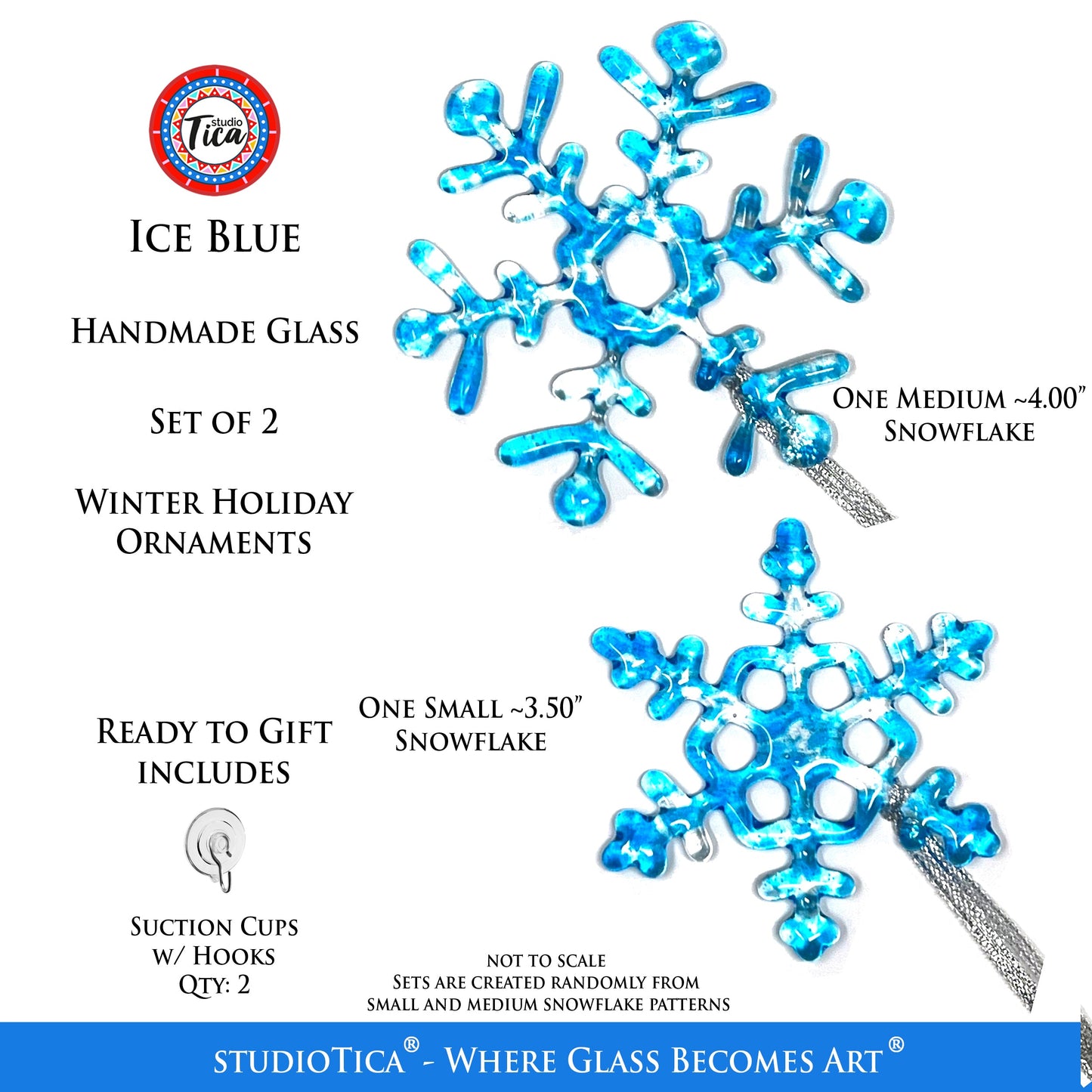 Copo de nieve de cristal hecho a mano - Azul hielo - de studioTica