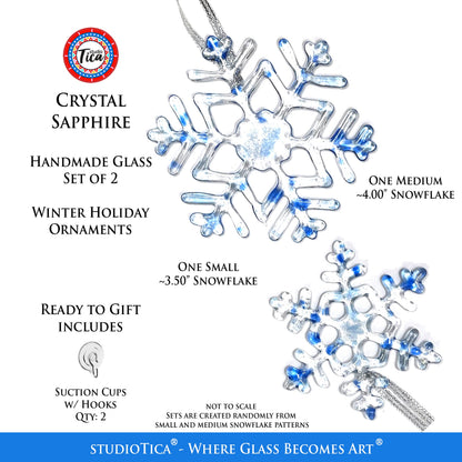 Copo de nieve de vidrio hecho a mano - Cristal de zafiro - de studioTica