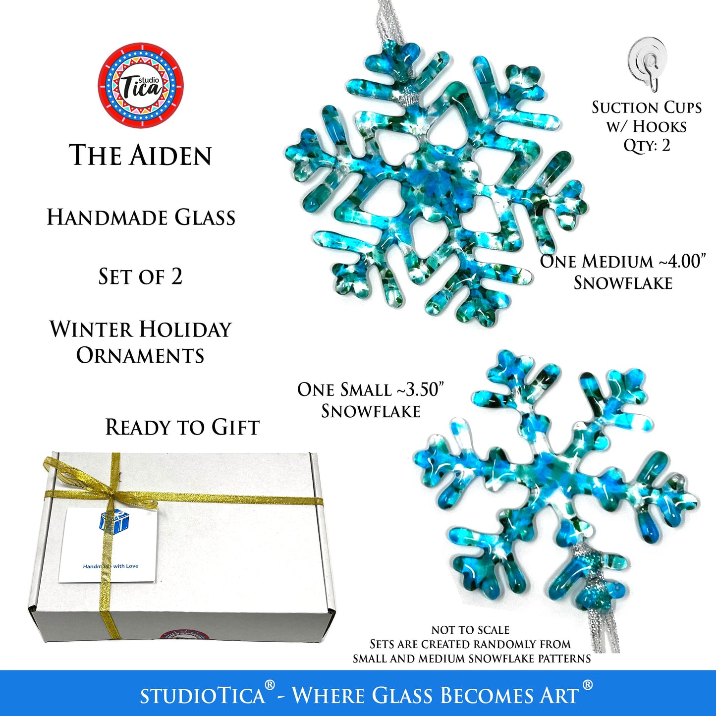 Copo de nieve de vidrio hecho a mano - Aiden - de studioTica