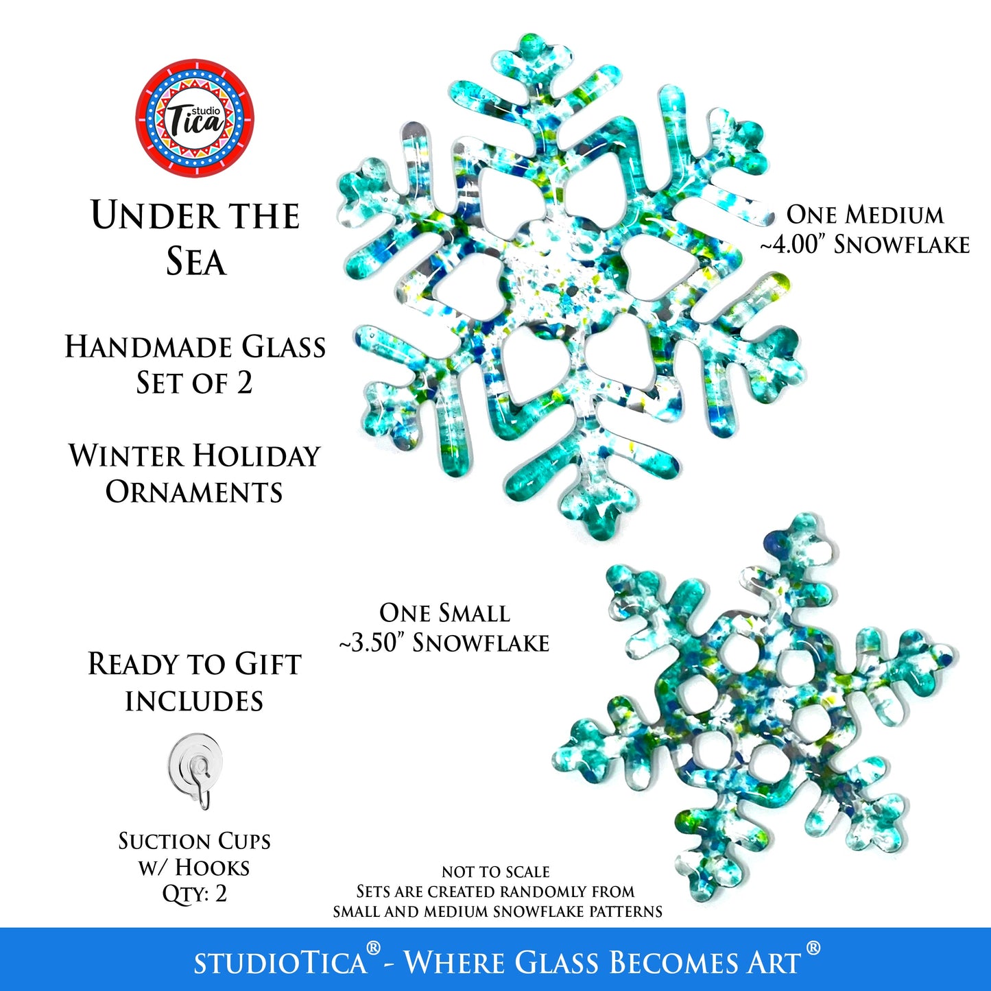 Handmade Glass Snowflake - Under the Sea - by studioTica