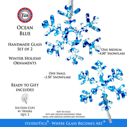 Copo de Nieve de Vidrio Hecho a Mano - Azul Océano - por studioTica