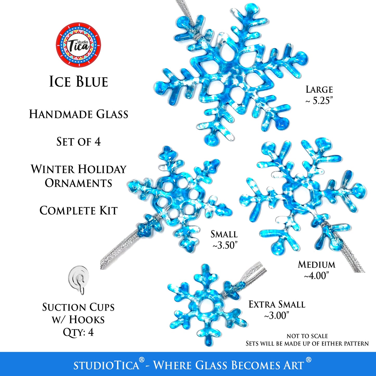 Copo de nieve de cristal hecho a mano - Azul hielo - de studioTica