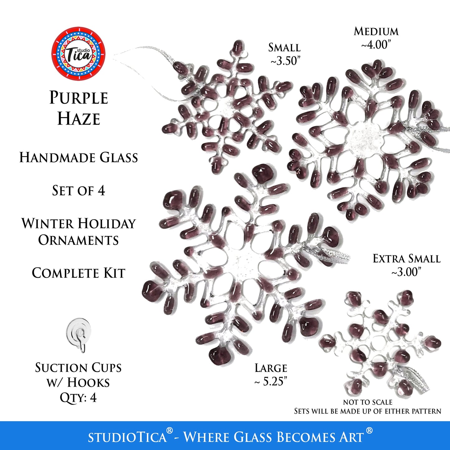 Copo de nieve de vidrio hecho a mano - Purple Haze - de studioTica