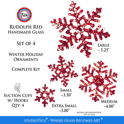 Copo de Nieve de Cristal Hecho a Mano - Rojo Rudolph - de studioTica