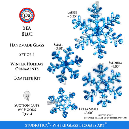 Copo de Nieve de Cristal Hecho a Mano - Azul Marino - de studioTica