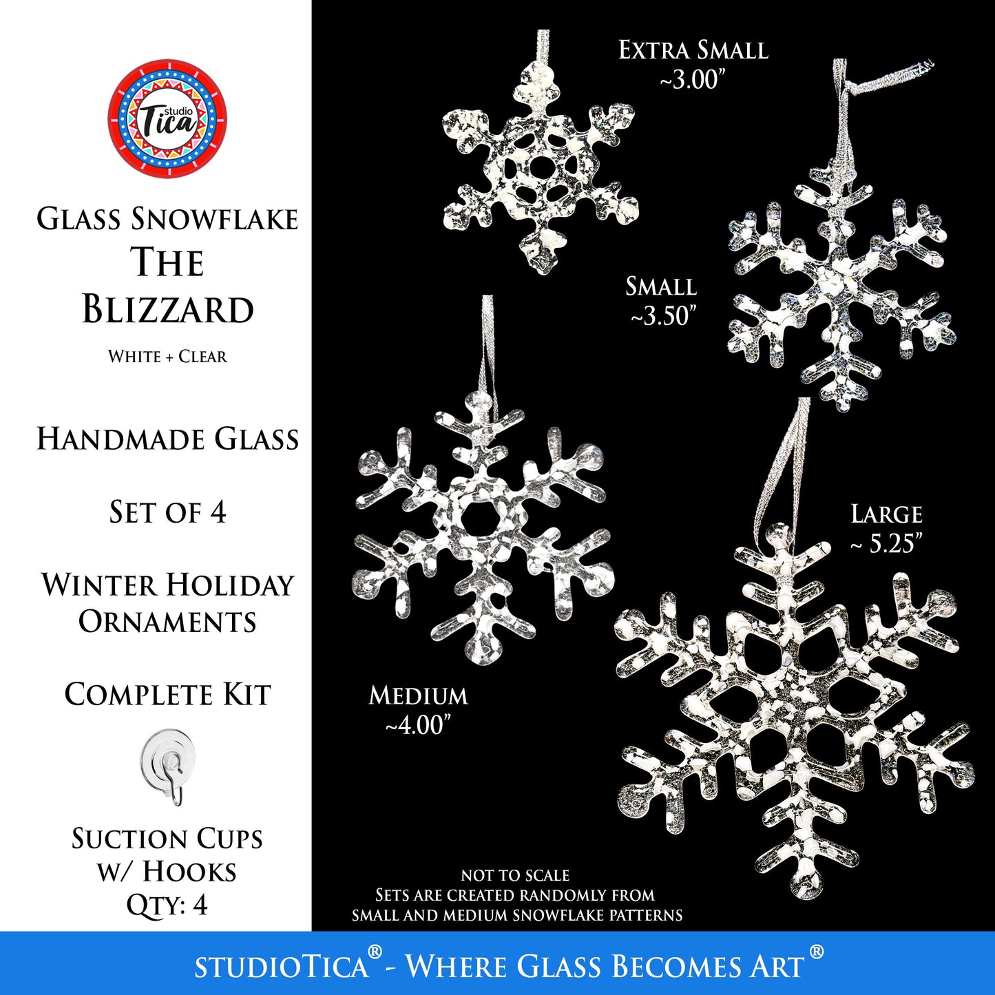 Copos de nieve de cristal hechos a mano - La ventisca - por studioTica