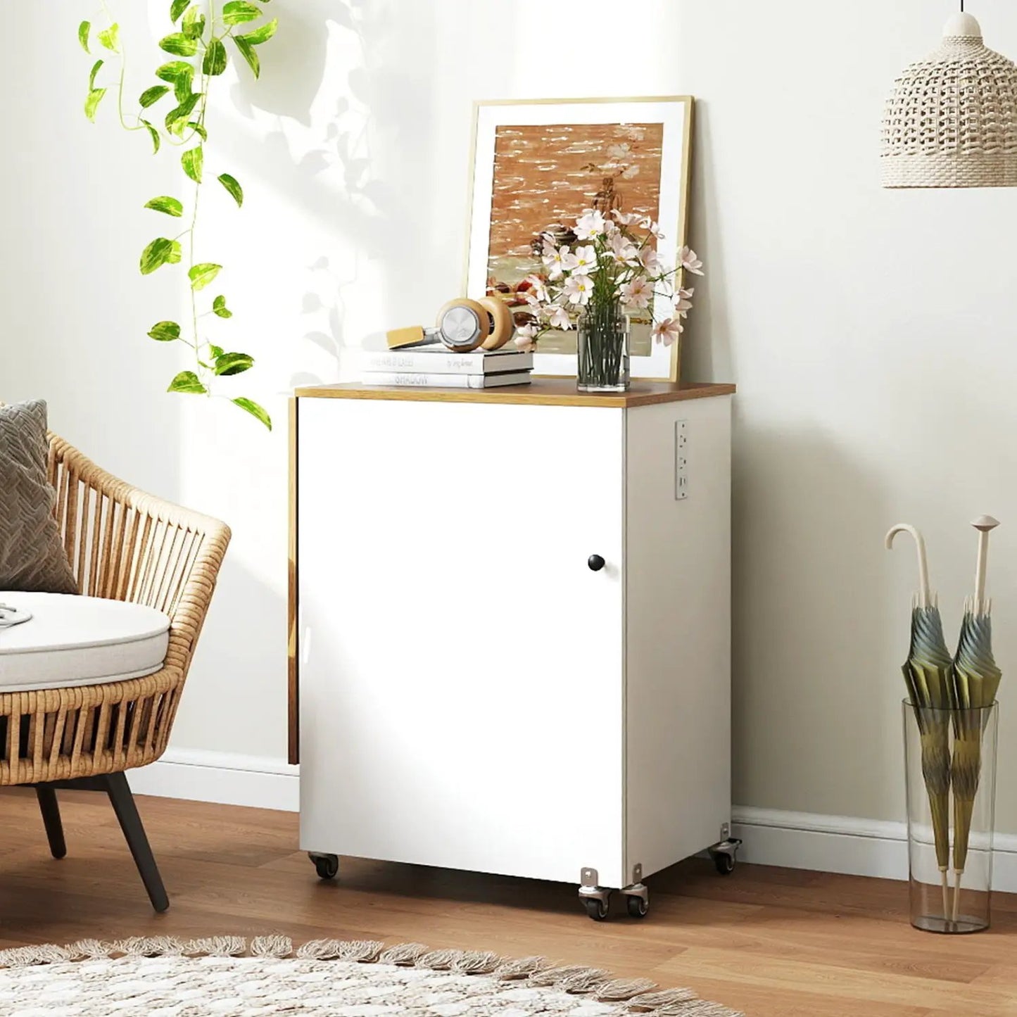Folding Sewing Table with Charging Station