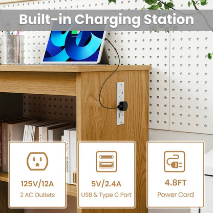 Folding Sewing Table with Charging Station