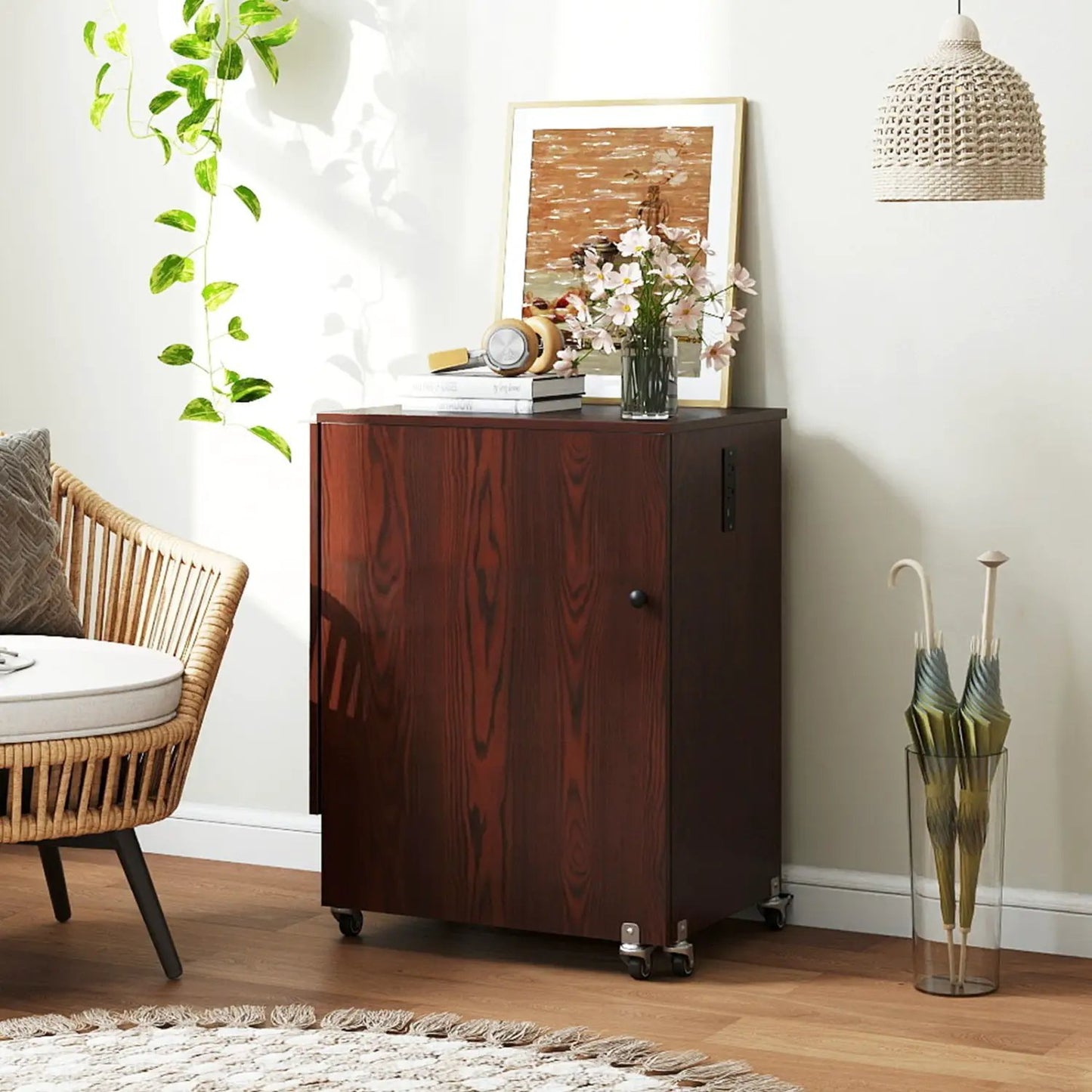 Folding Sewing Table with Charging Station