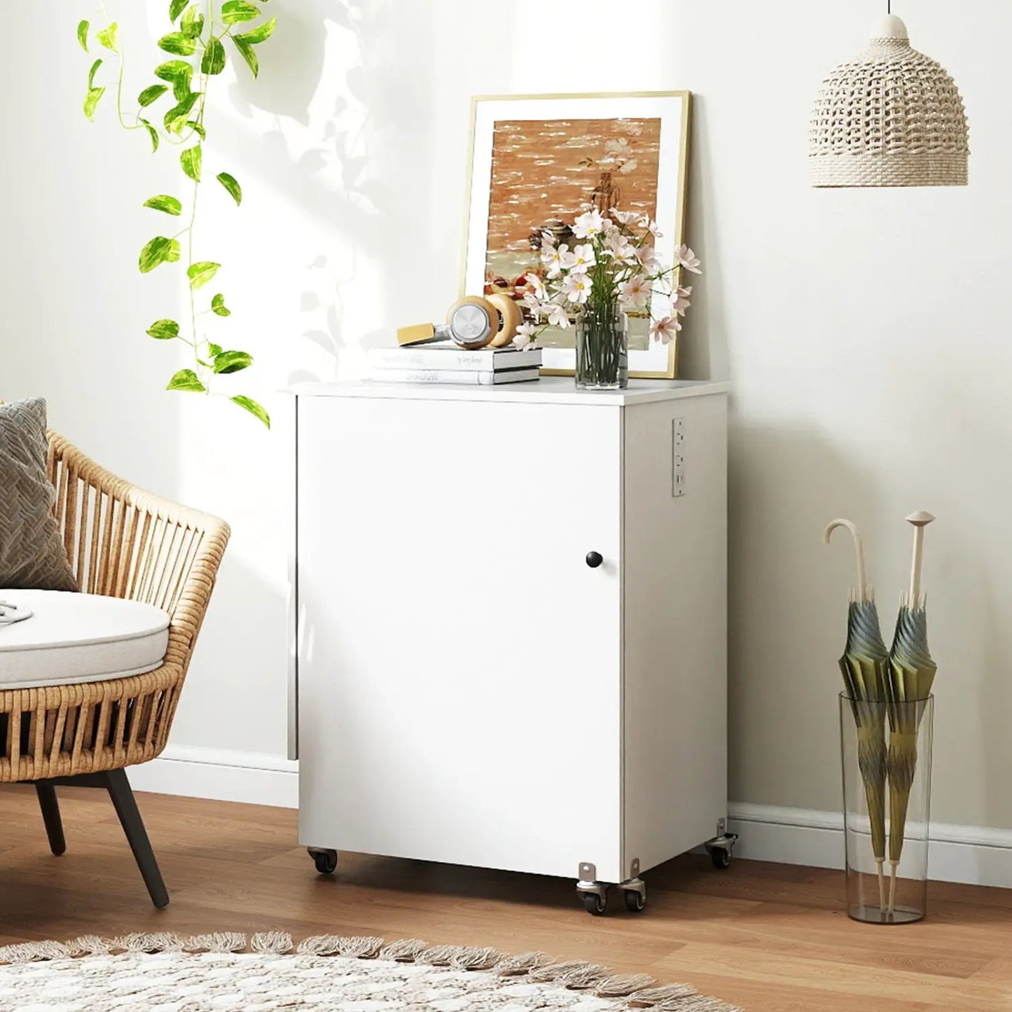 Folding Sewing Table with Charging Station