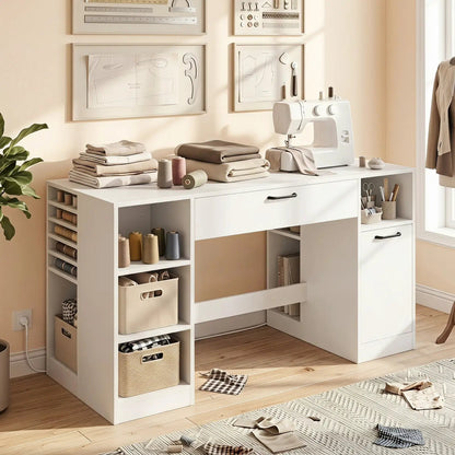 Sewing Table with Power Outlets and Drawers