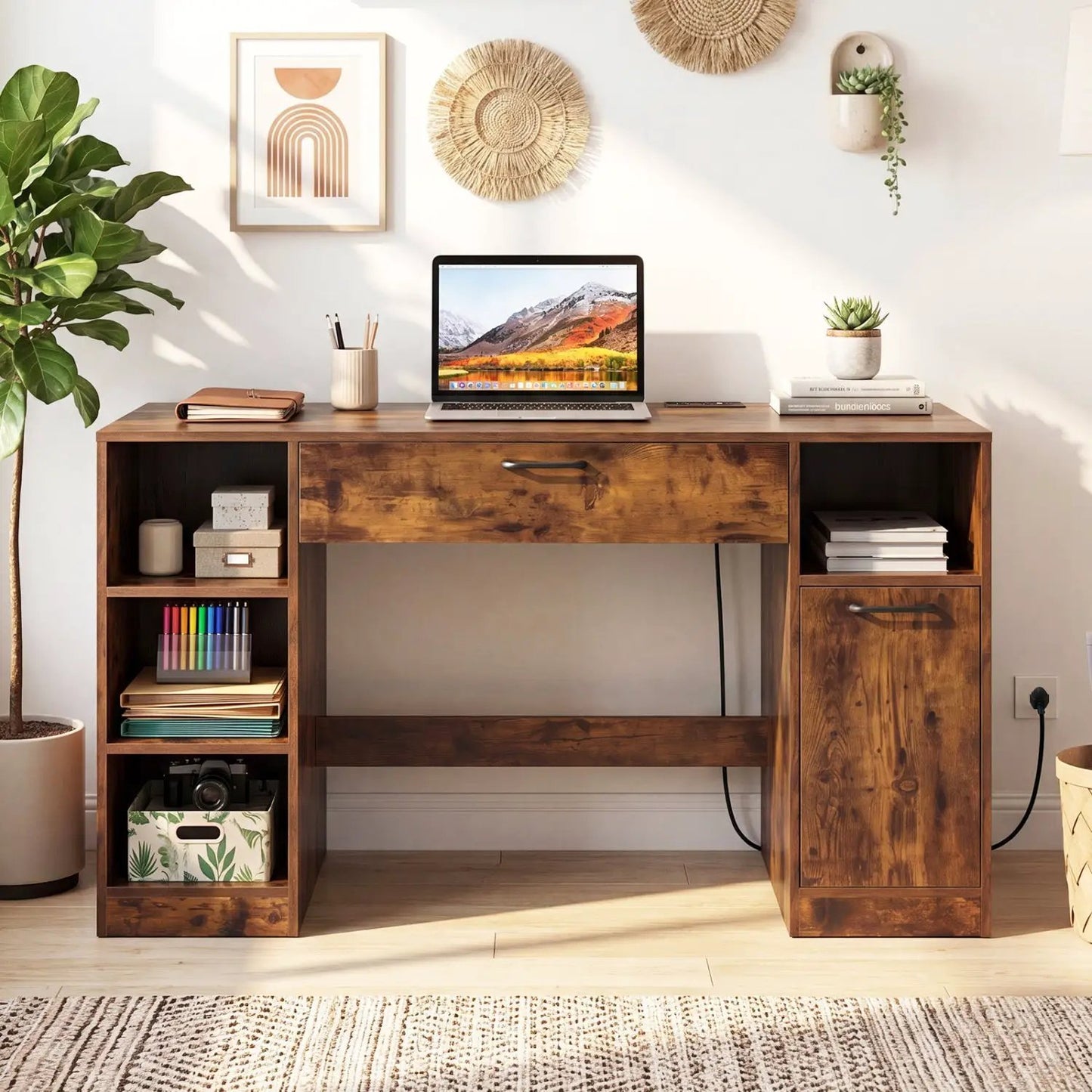 Sewing Table with Power Outlets and Drawers