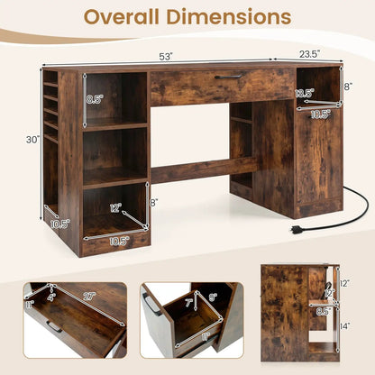 Sewing Table with Power Outlets and Drawers