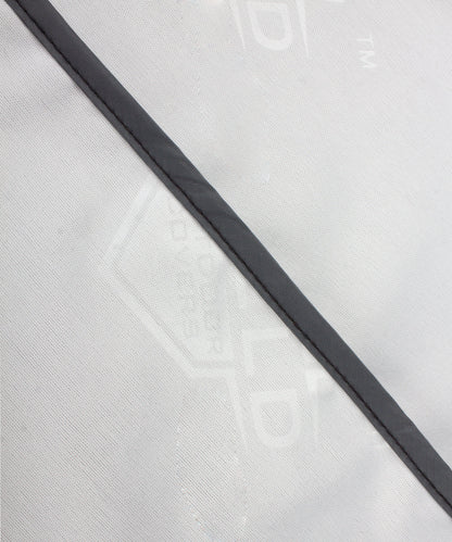 Premium heavy-duty high back chair cover close-up in light gray fabric with dark seam on Tampa Home & Garden Store