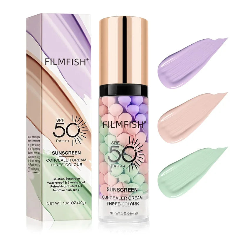 FilmFish SPF50 concealer cream with 3col beads bottle and mint on Tampa Home & Garden Store
