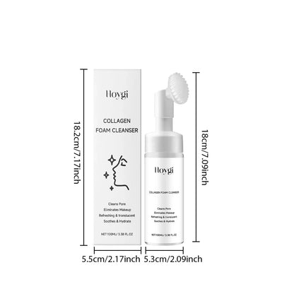 Hoygi collagen foam cleanser with pump bottle beside white box packaging skincare on Tampa Home & Garden Store