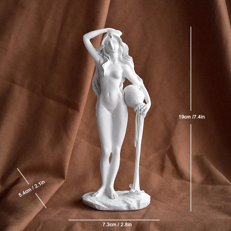 Birth of Venus resin statue by Perfecsy; Botticelli-inspired nude goddess sculpture for desk on Tampa Home & Garden Store