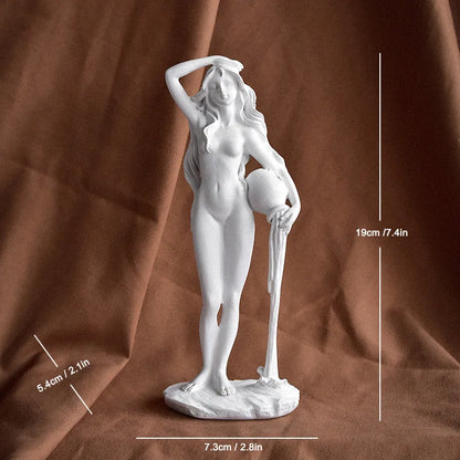 Birth of Venus resin statue by Perfecsy; Botticelli-inspired nude goddess sculpture for desk on Tampa Home & Garden Store