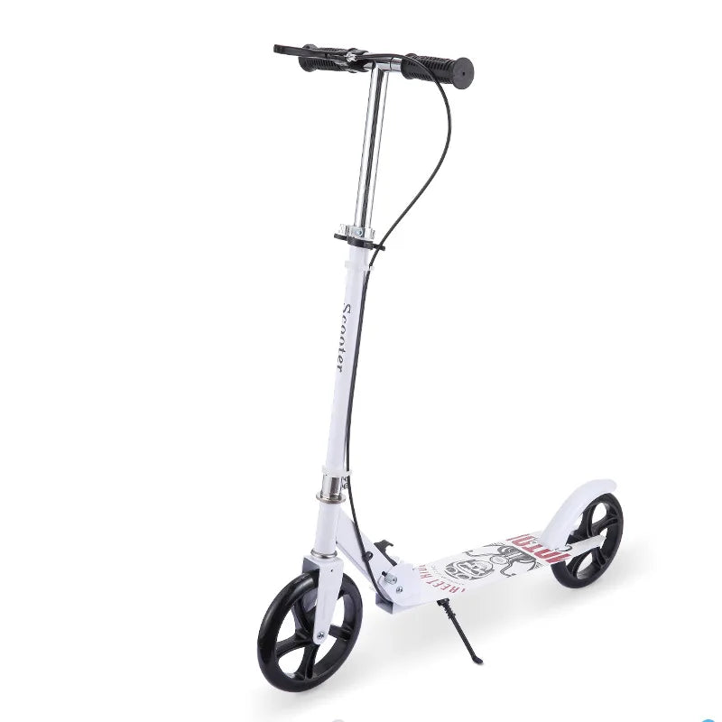 UpTrend Deals foldable adult kick scooter white alloy frame handbrake two black wheels on Tampa Home & Garden Store