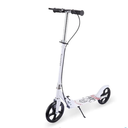 UpTrend Deals foldable adult kick scooter white alloy frame handbrake two black wheels on Tampa Home & Garden Store
