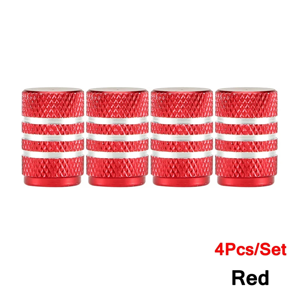 Valve stem caps set of 4, red knurled aluminum tire valve caps for motor vehicles on Tampa Home & Garden Store