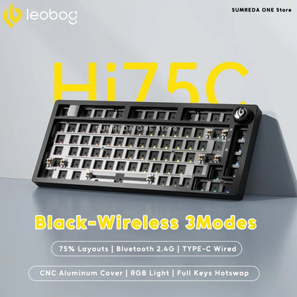 Leobog Hi75C black aluminum wireless mechanical keyboard kit with hot-swap switches on Tampa Home & Garden Store