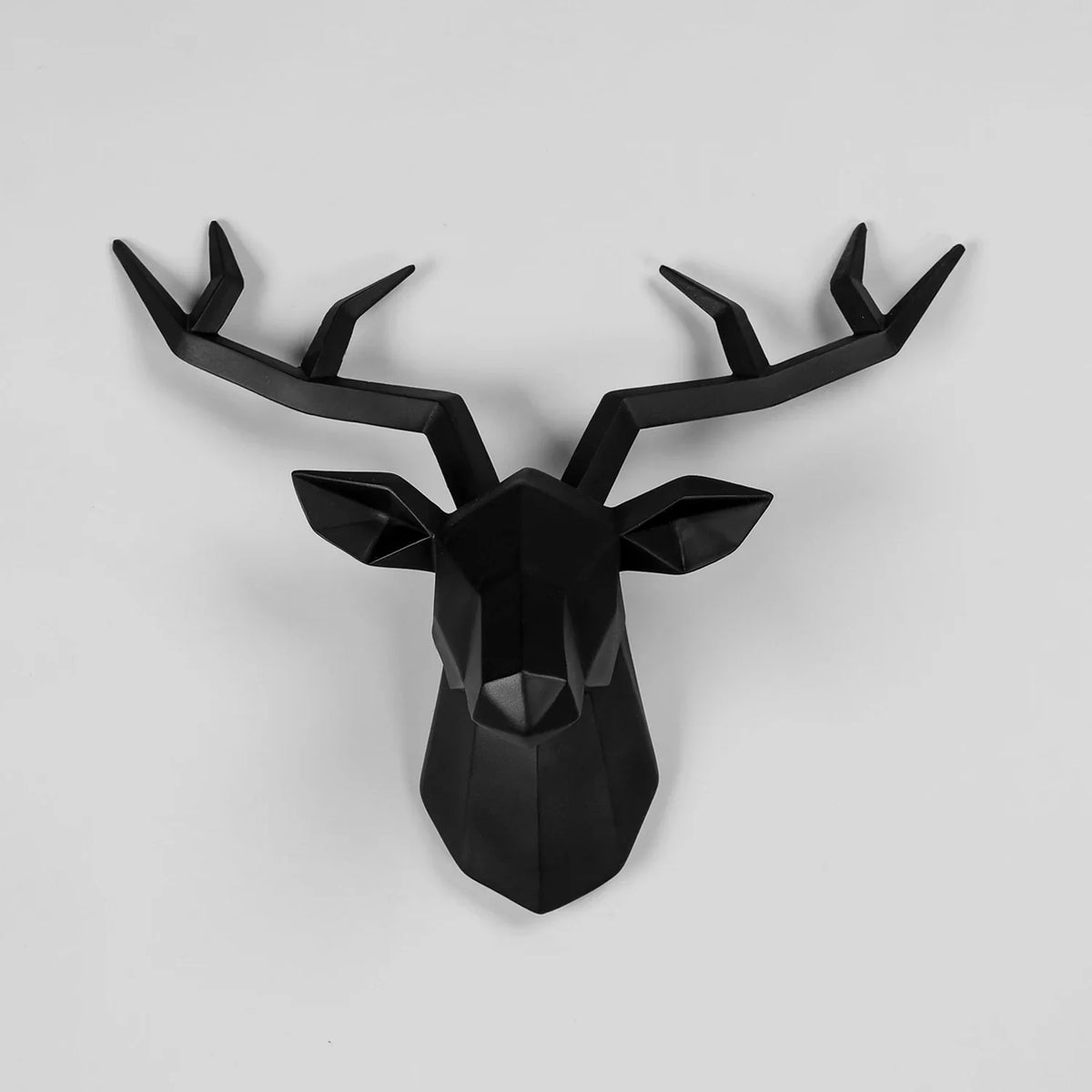 Deer head wall sculpture by Perfecsy in geometric black finish for modern office decor on Tampa Home & Garden Store