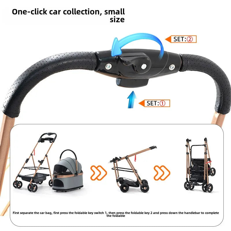 Pet Zen 3 in 1 folding pet stroller with detachable carrier canopy 30lbs capacity on Tampa Home & Garden Store