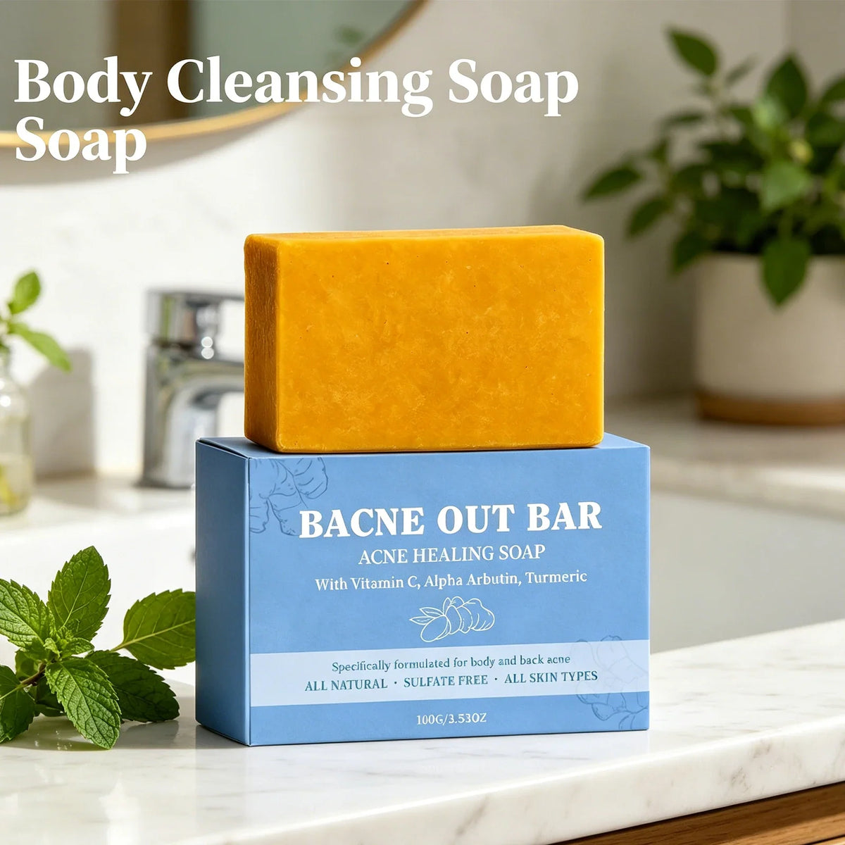 Body cleansing soap bar Silcy Skin, orange 100g, bacne care, natural acne healing on Tampa Home & Garden Store