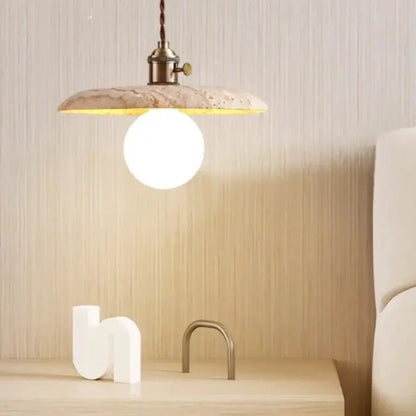 DecorBites LED pendant lamp with stone-look shade and brass hardware aluminum fixture on Tampa Home & Garden Store