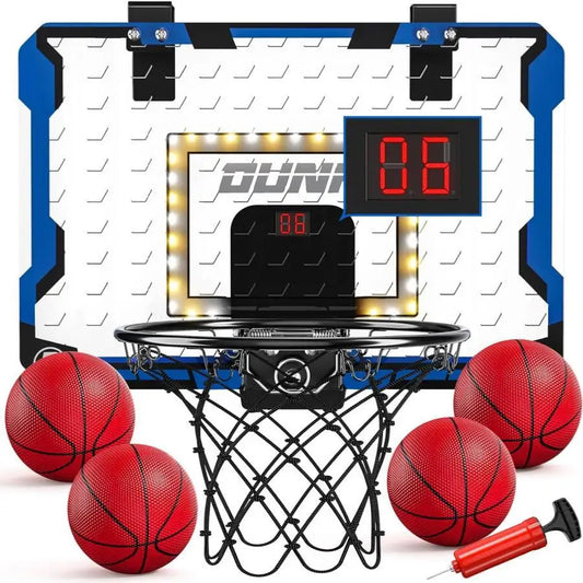 LED wall-mounted basketball hoop with LED scoreboard, white backboard, includes 4 red basketballs FLIPSTYLEZLLC on Tampa Home & Garden Store