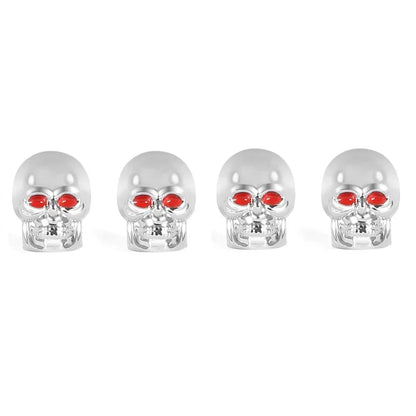 ABS Skull Valve Stem Caps chrome skulls with red eyes by BikerZoneZ, set of 4 on Tampa Home & Garden Store