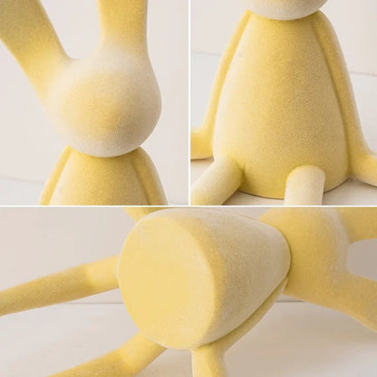 Perfecsy resin flocked rabbit statue handmade bunny decor yellow tabletop ornament on Tampa Home & Garden Store