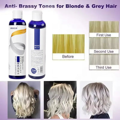 Purple color-fixing shampoo for blonde and gray hair, anti-brassy Silcy Skin bottles 2 on Tampa Home & Garden Store