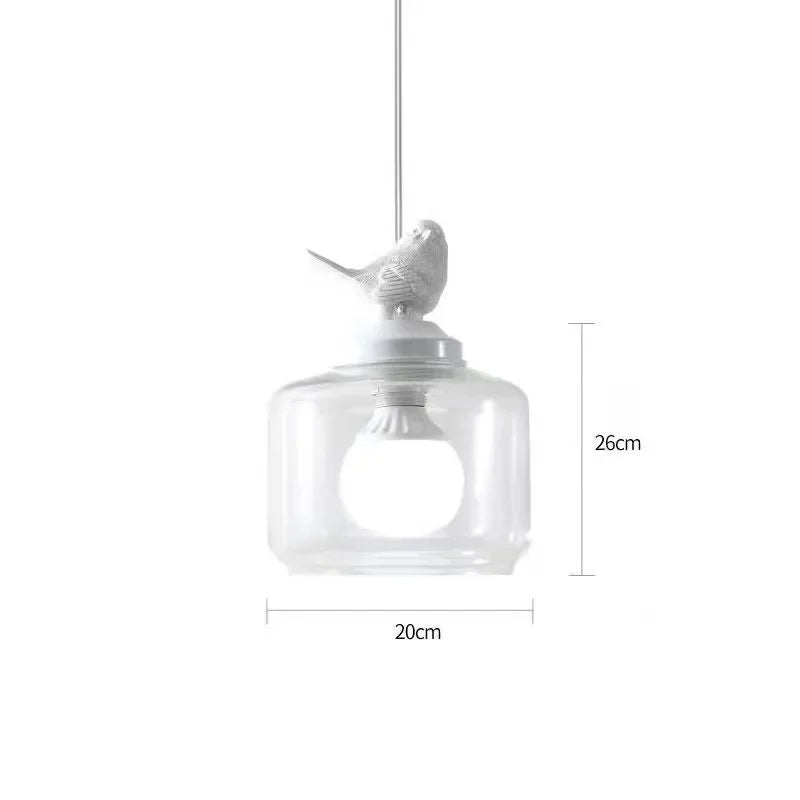 Perfecsy Birds Glass Pendant Light with clear glass shade and bird topper 20cm x 26cm on Tampa Home & Garden Store